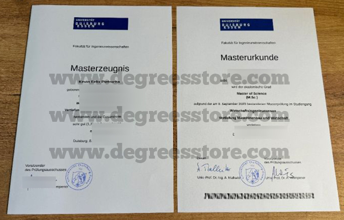 Universität Duisburg-Essen MSc Urkunde and Zeugnis