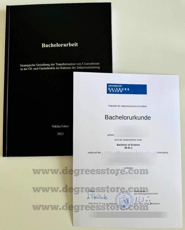 Universität Duisburg-Essen diploma and cover