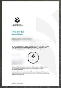 University of Eastern Finland degree certificate