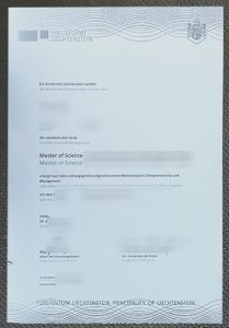 University of Liechtenstein degree certificate