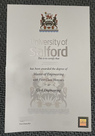 University of Salford degree certificate