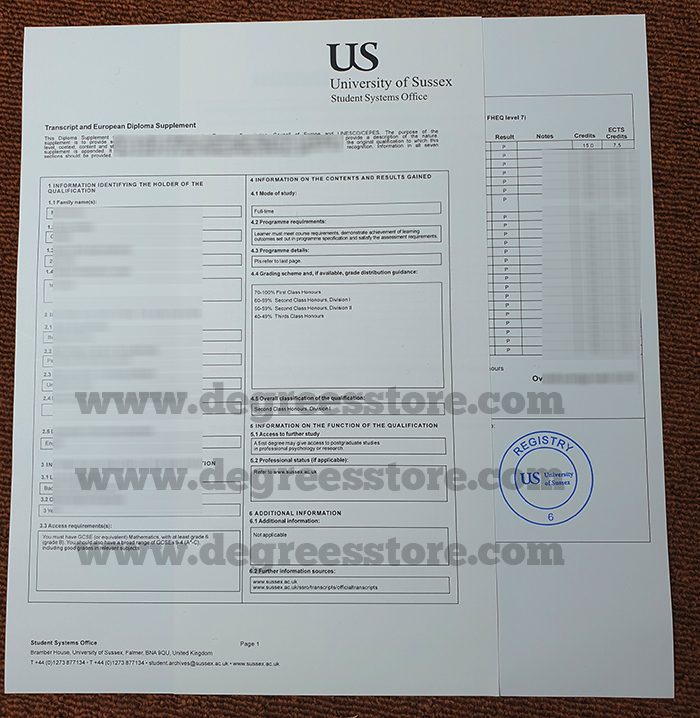 University of Sussex transcript