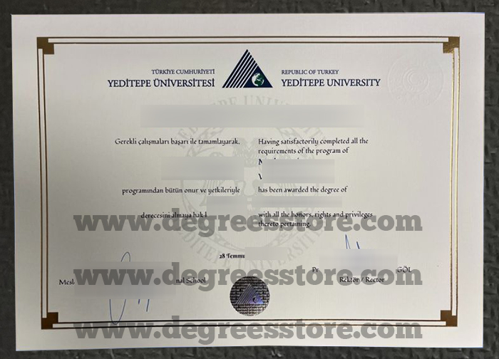 Yeditepe Üniversites diploma certificate