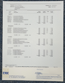 American University in Dubai (AUD) transcript sample