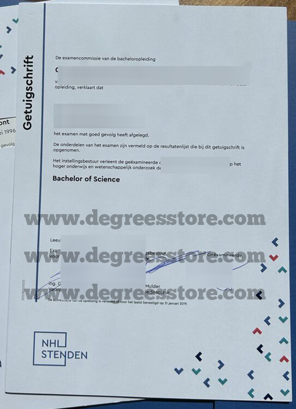 NHL Stenden Hogeschool Getuigschrift