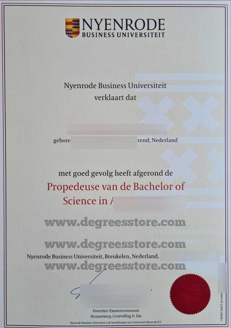 Nyenrode Business University diploma sample
