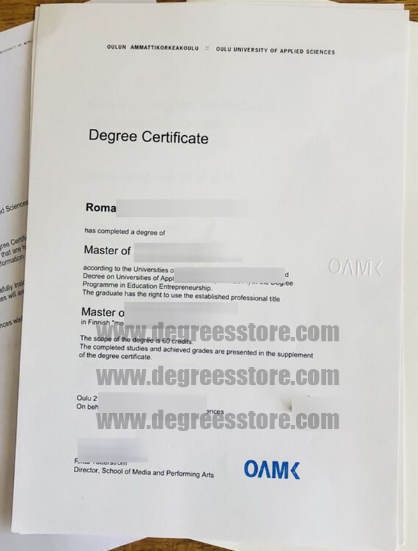 Oulun ammattikorkeakoulu degree sample