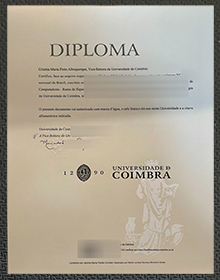 Universidade de Coimbra diploma sample