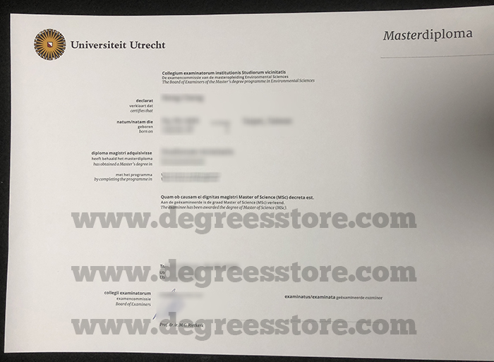 Universiteit Utrecht diploma certificate