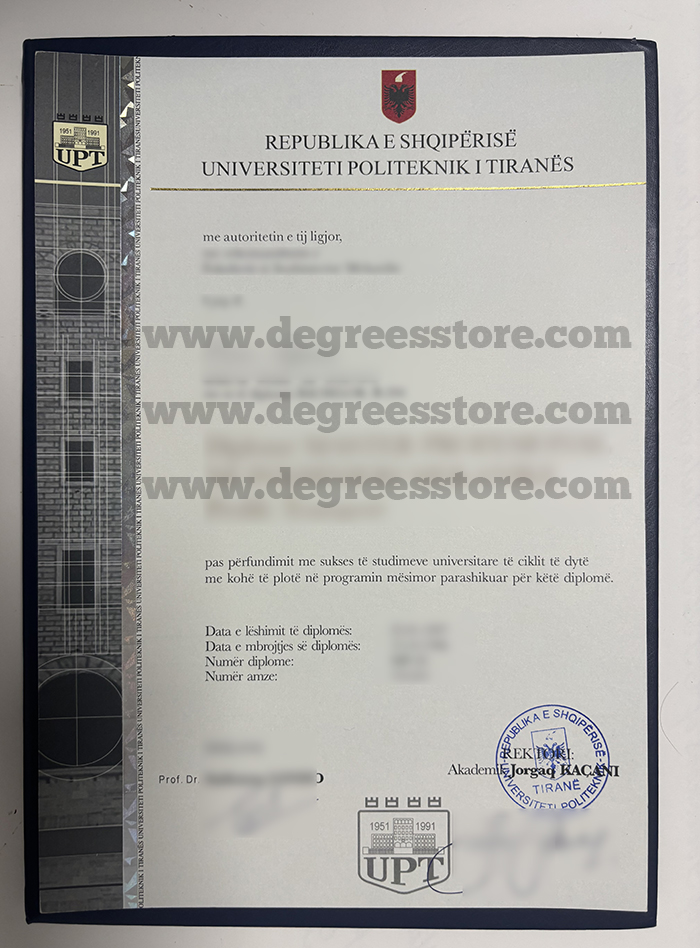 Universiteti Teknik i Tiranës diplomë sample 