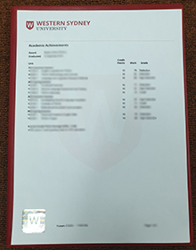 Western Sydney University transcript sample