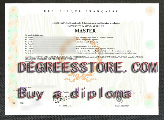 Aix-Marseille Université diploma
