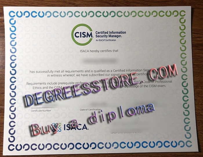 CISM certificate, Order a Certified Information Security Manager certificate