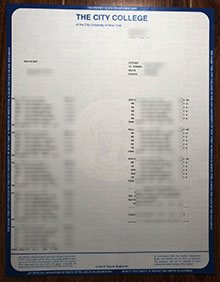 City College of New York transcript sample