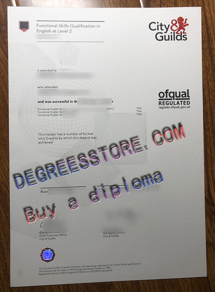 City & Guilds Functional Skills English certificate 