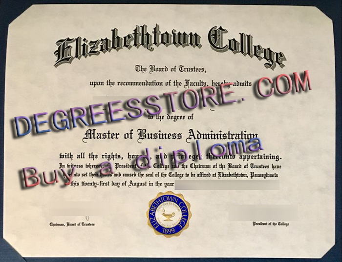 Elizabethtown College degree certificate
