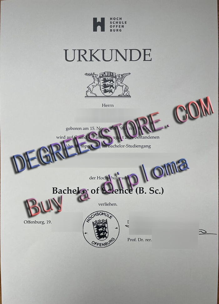 Hochschule Offenburg Urkunde