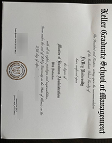Keller Graduate School of Management diploma sample