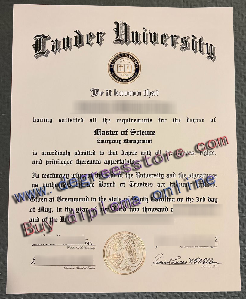 Lander University diploma