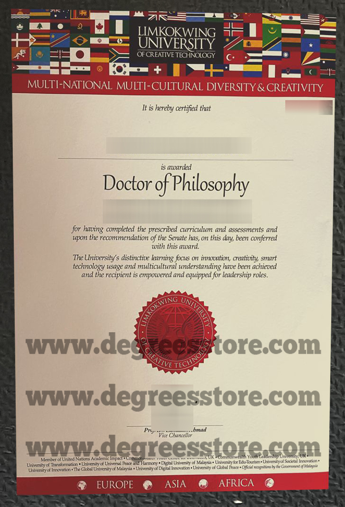 Limkokwing University of Creative Technology diploma certificate