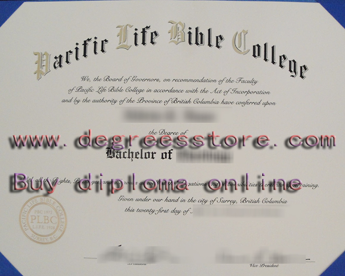 Pacific Life Bible College diploma