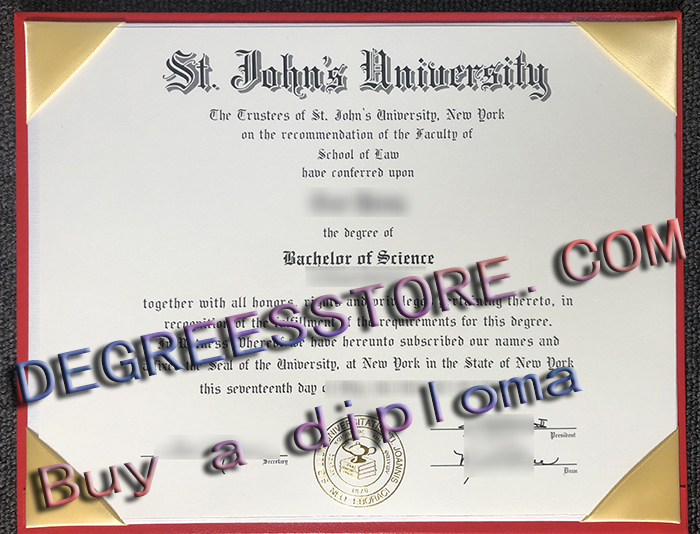 St. John's University diploma sample