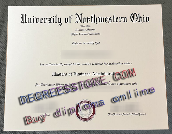 UNOH diploma, University of Northwestern Ohio degree