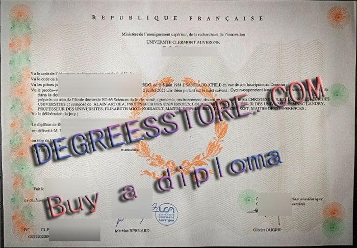 Université Clermont Auvergne diploma