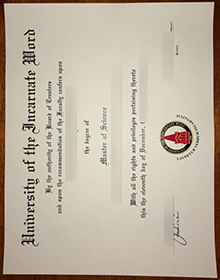 University of the Incarnate Word degree certificate