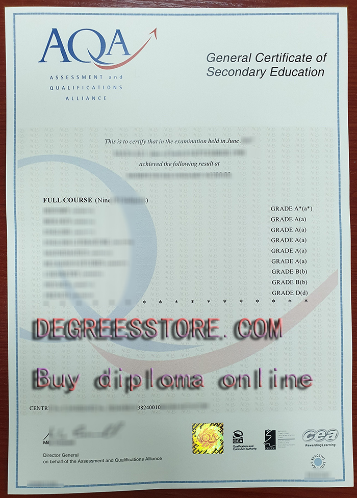 AQA GCSE certificate