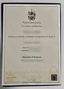 Aston University degree certificate