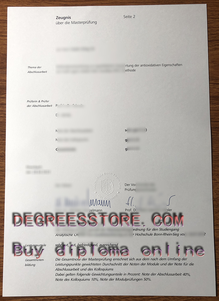 Hochschule Bonn-Rhein-Sieg Zeugnis
