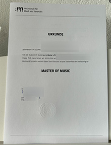 Hochschule für Musik und Tanz Köln Urkunde sample
