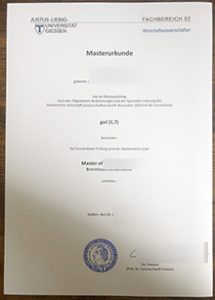 Justus-Liebig-Universität Gießen Urkunde