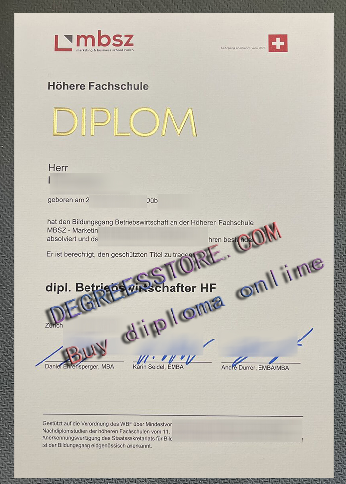 Marketing & Business School Zürich Diplom, MBSZ Diplom
