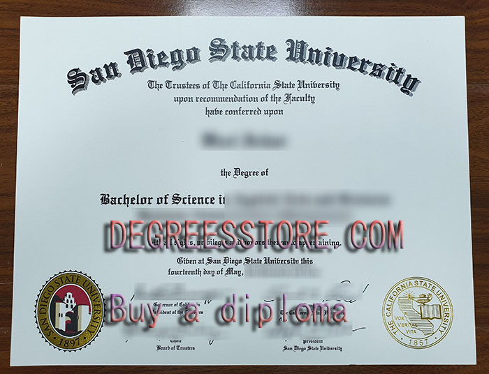 San Diego State University (SDSU) diploma