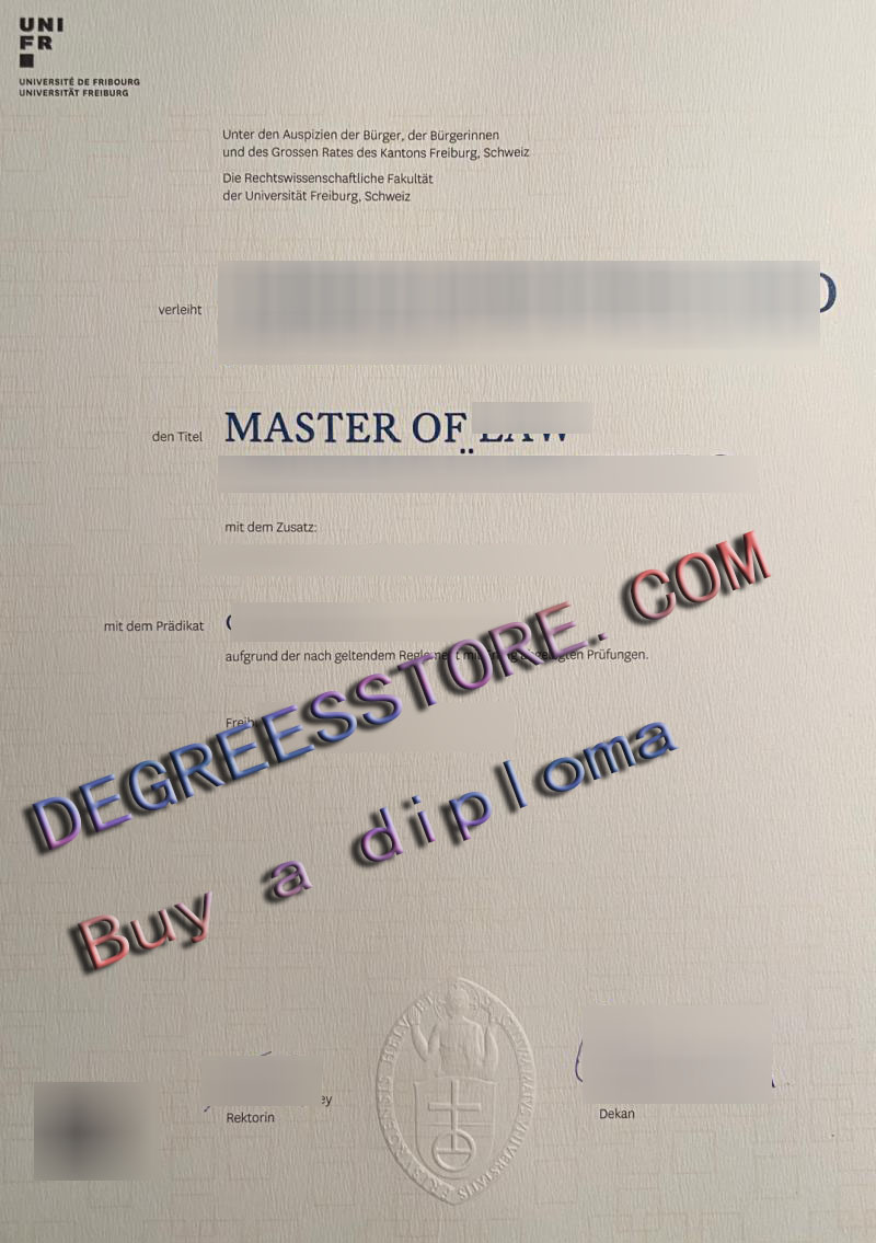 Université de Fribourg Urkunde