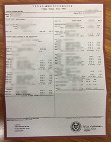 East Texas A&M University transcript sample