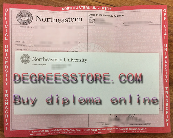 Northeastern University transcript and envelope