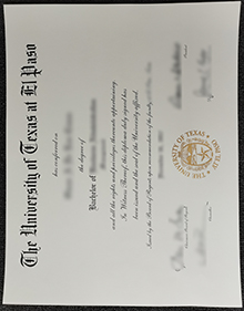 University of Texas at El Paso (UTEP) diploma sample