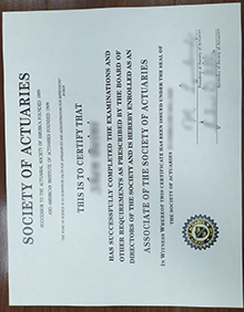 Associate of the Society of Actuaries (ASA) Certificate sample