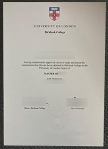 Birkbeck University of London degree certificate