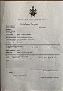 Buckinghamshire New University transcript sample