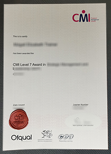 CMI level 7 Award certificate sample