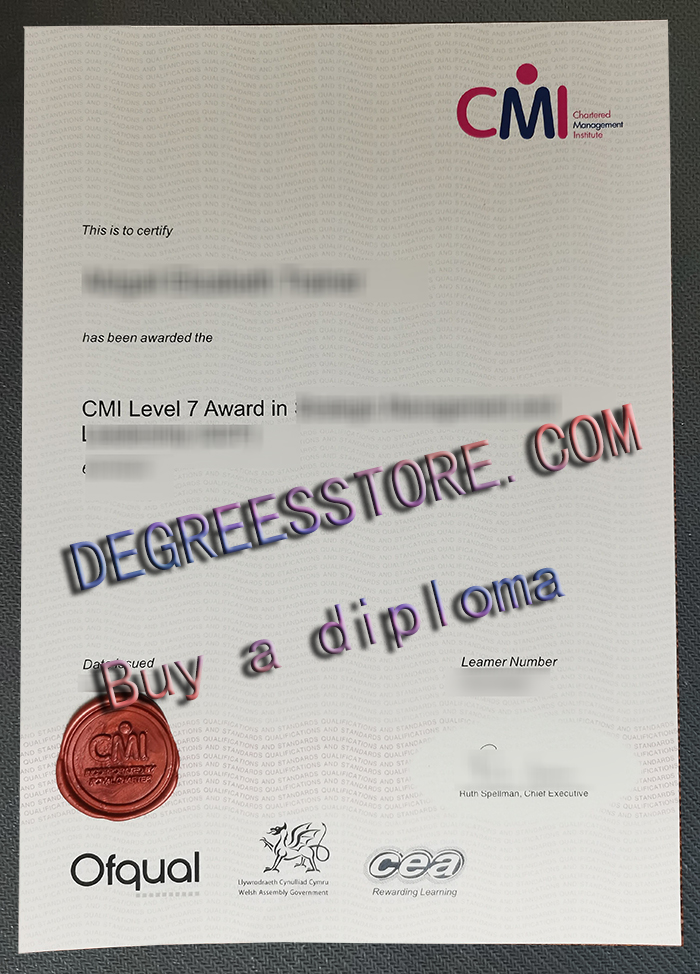 CMI level 7 Award certificate