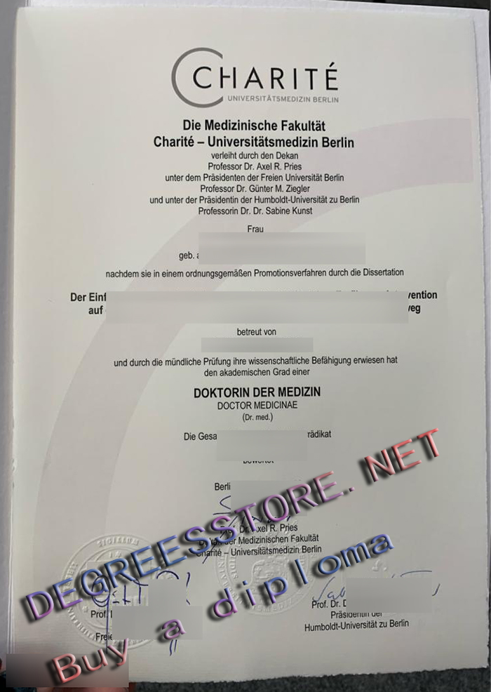 Charité – Universitätsmedizin Berlin Urkunde