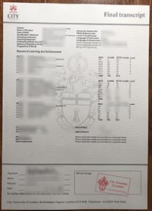 City University of London Transcript