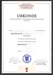 Eberhard Karls Universität Tübingen Urkunde sample
