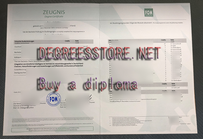 FOM Hochschule Zeugnis