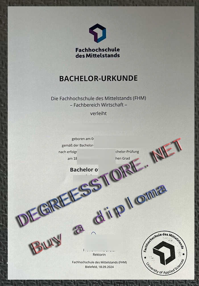 Fachhochschule des Mittelstands Urkunde Fachhochschule des Mittelstands Urkunde